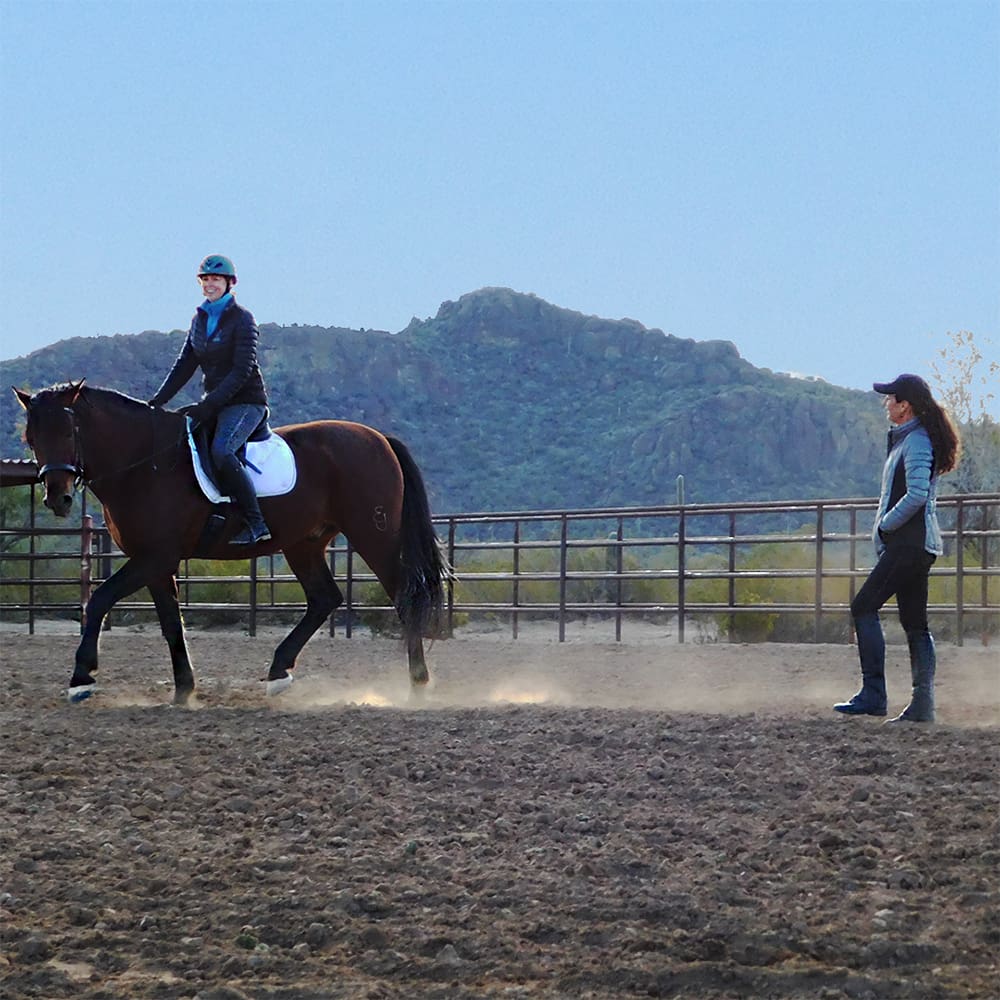 julie giving lesson to rider